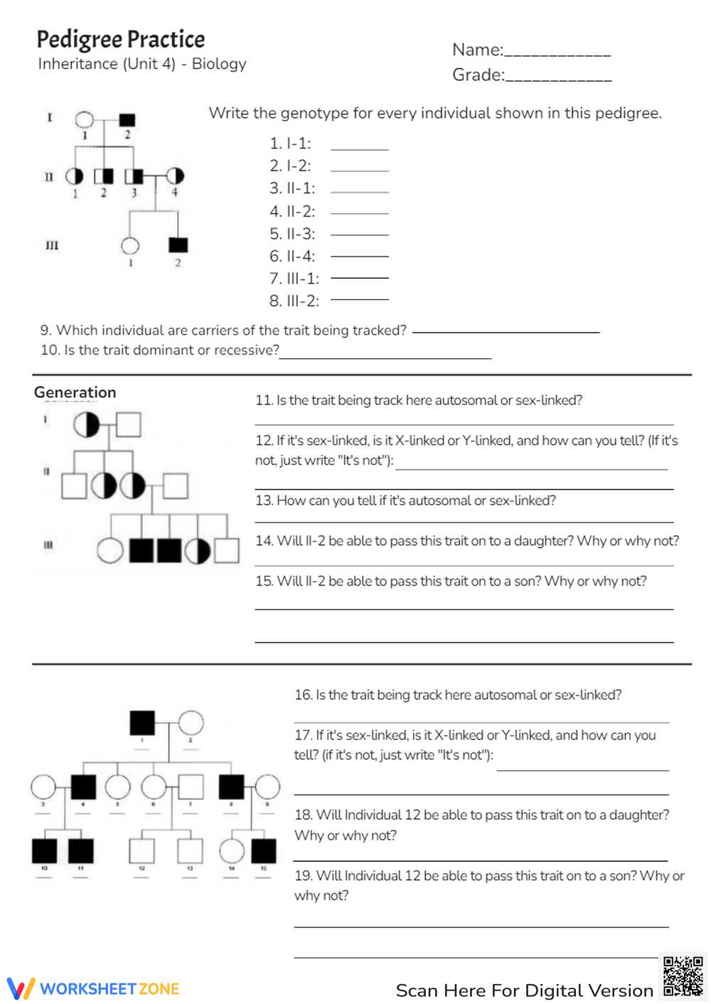 pedigree questions and answers