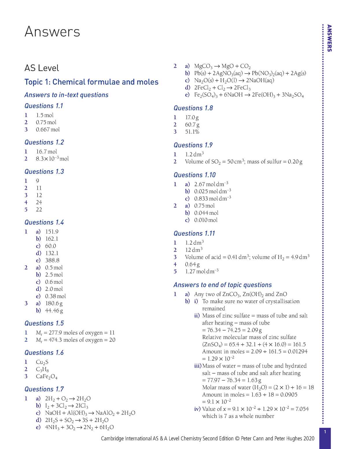 cambridge ib chemistry textbook answers exam style questions