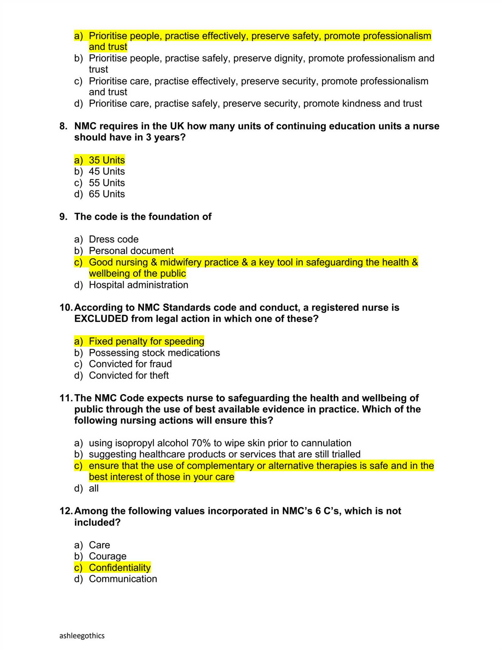 cbt recent exam questions and answers