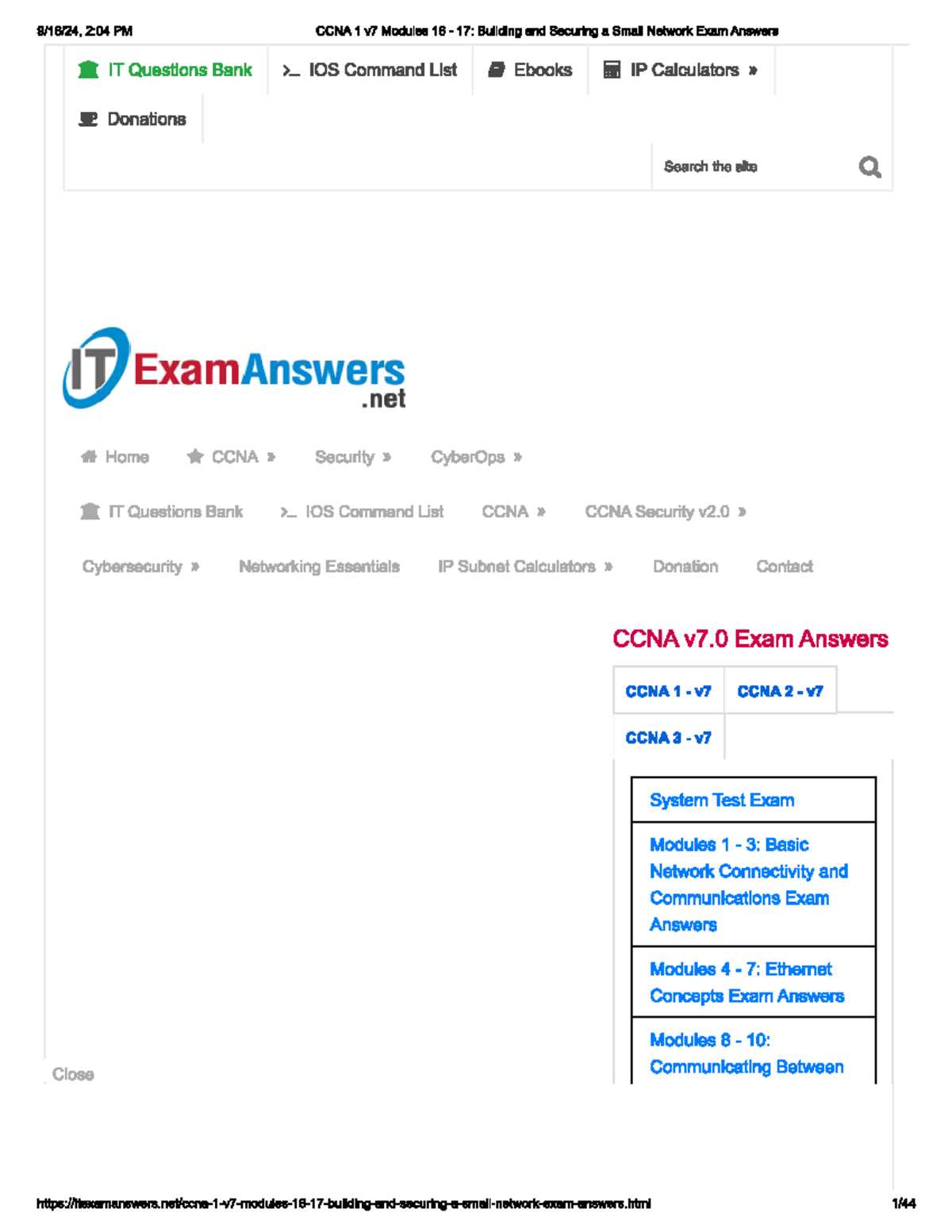 ccna 1 midterm exam answers