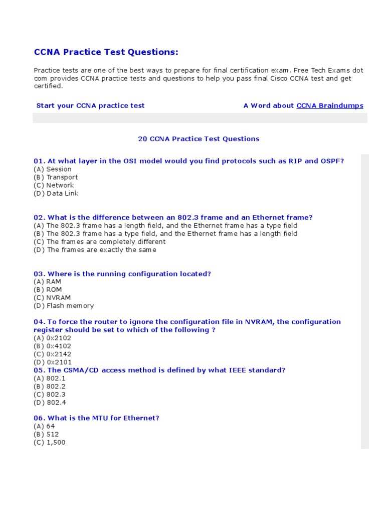 ccna certification exam answers