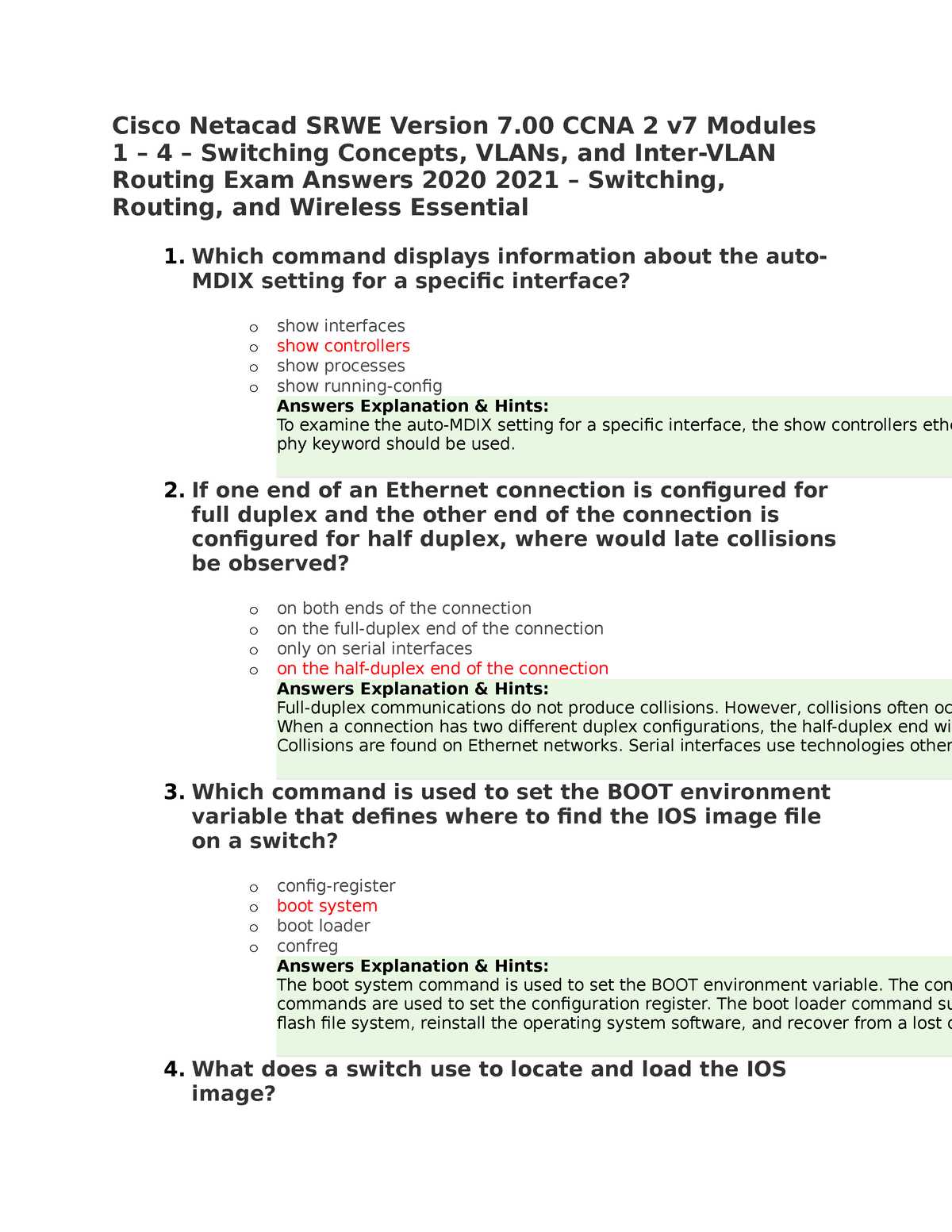 ccna2 chapter 4 exam