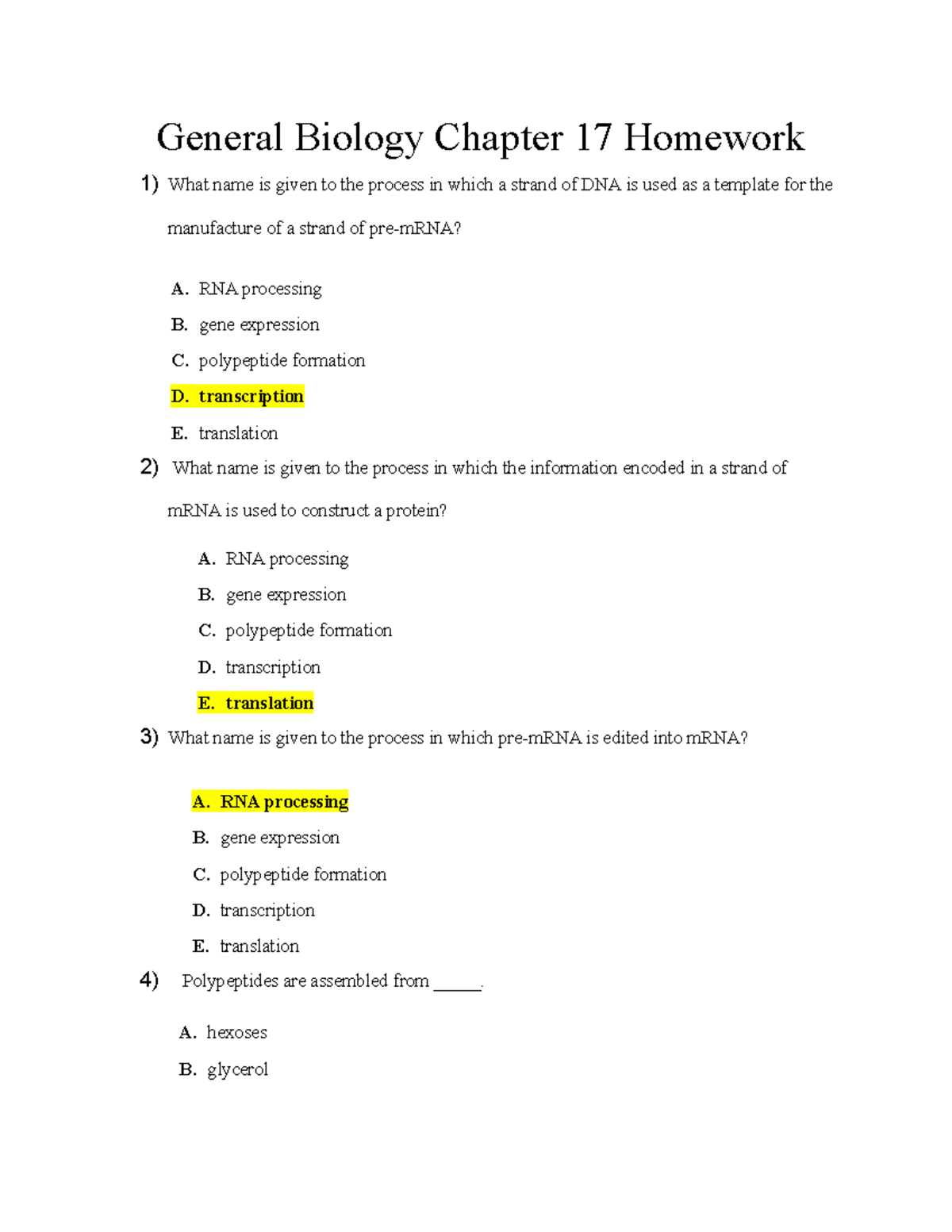 chapter 17 from gene to protein study guide answers