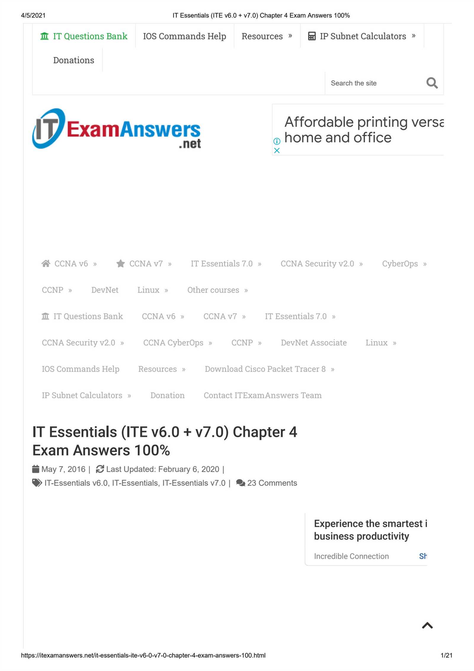 chapter 4 ccna exam answers