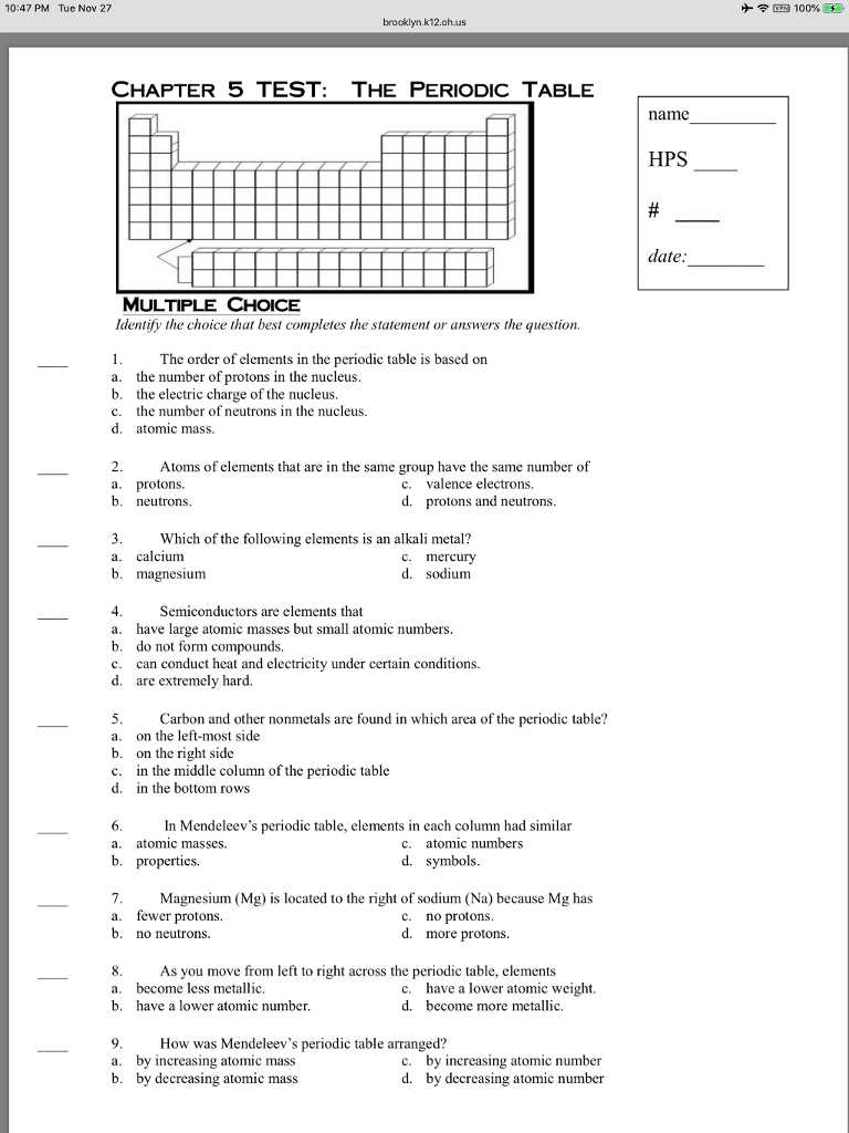 chapter 5 test form a answers