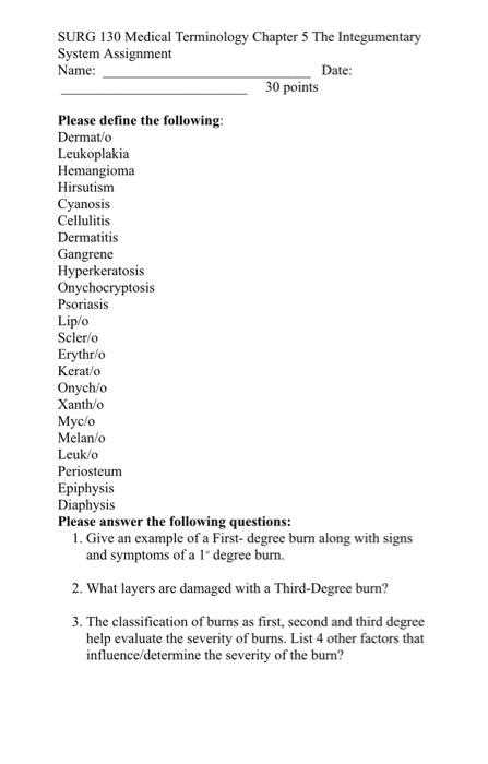 chapter 5 the integumentary system answers