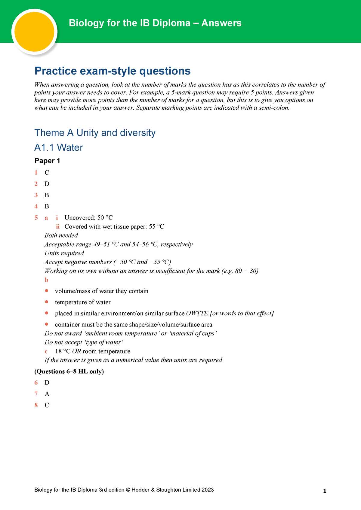 chemistry for the ib diploma second edition exam style questions answers