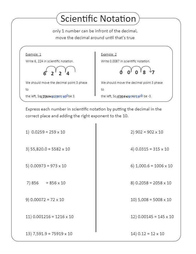 chemistry scientific notation worksheet answer key