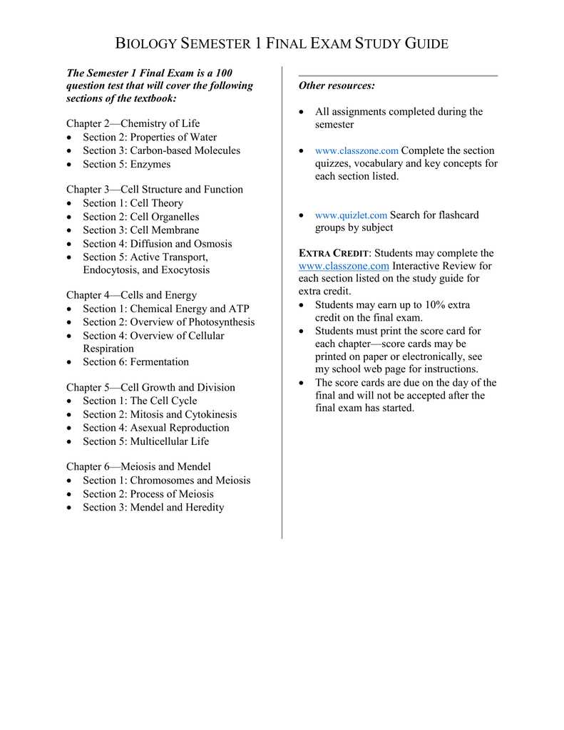 chemistry semester 1 final exam study guide