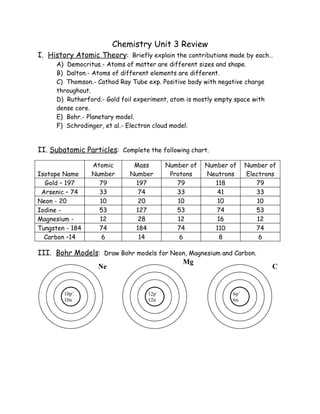 chemistry unit 3 review answers