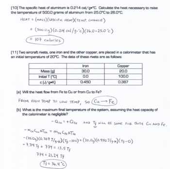 thermochemistry exam questions answers