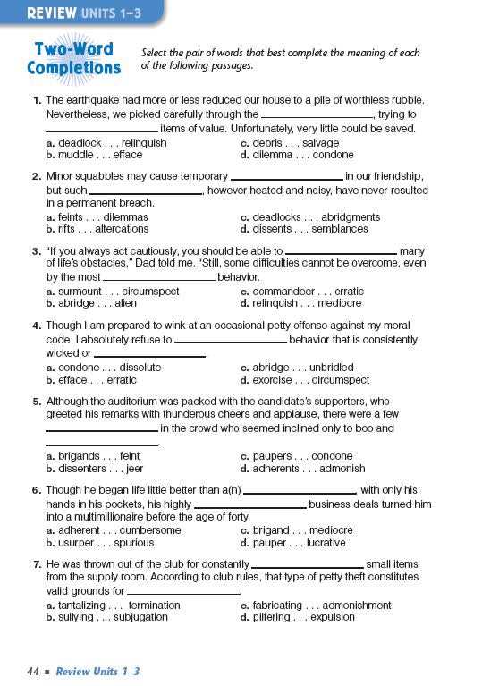 sadlier vocabulary workshop level d unit 7 answers