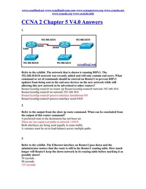 cisco ccna chapter 11 exam answers