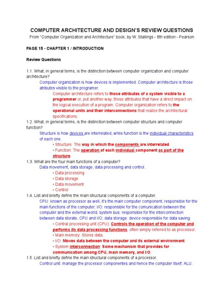 computer architecture exam questions and answers