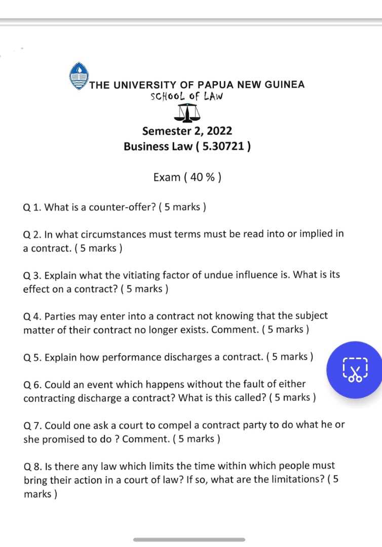 contract law exam questions answers