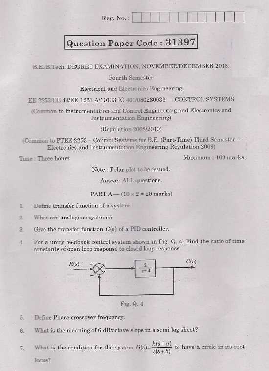 control systems exam questions and answers