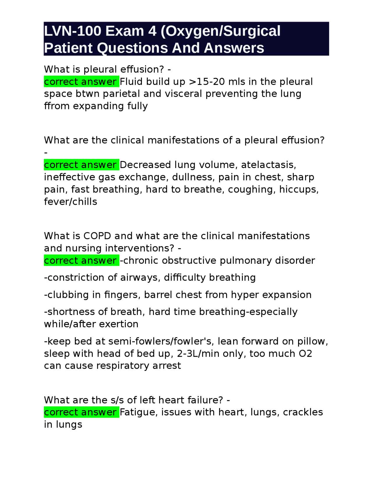 copd exam questions and answers