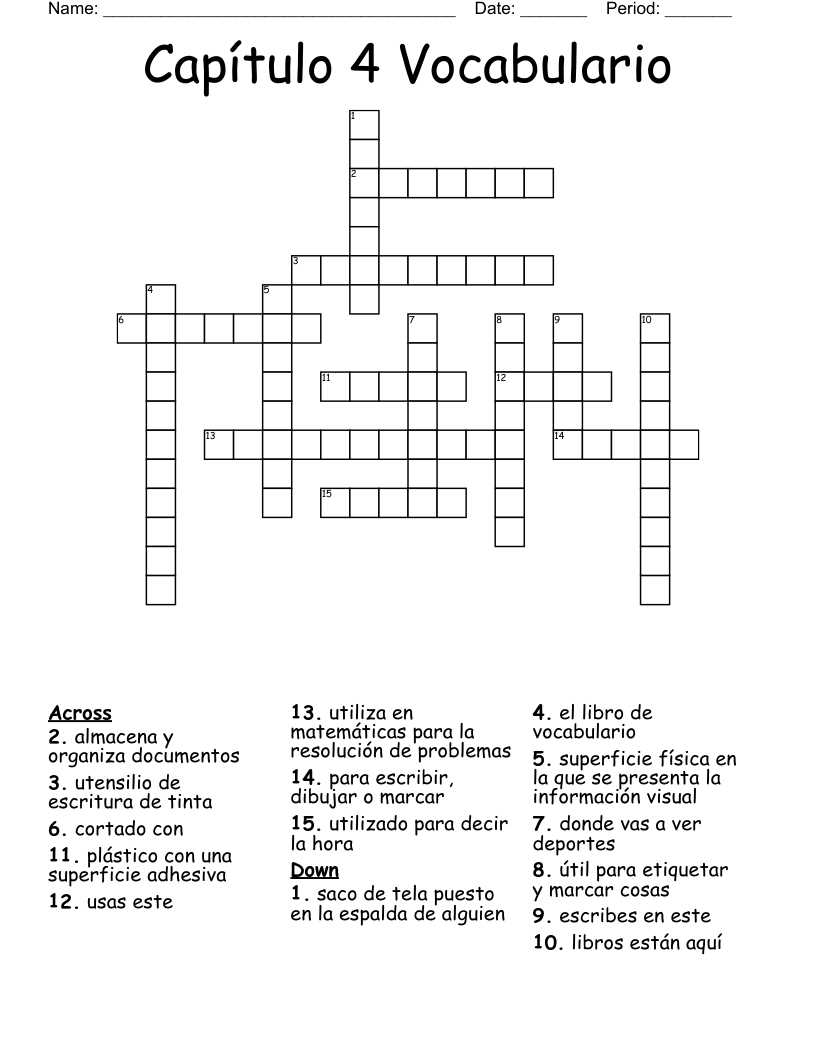 capitulo 4 vocabulario 1 answers