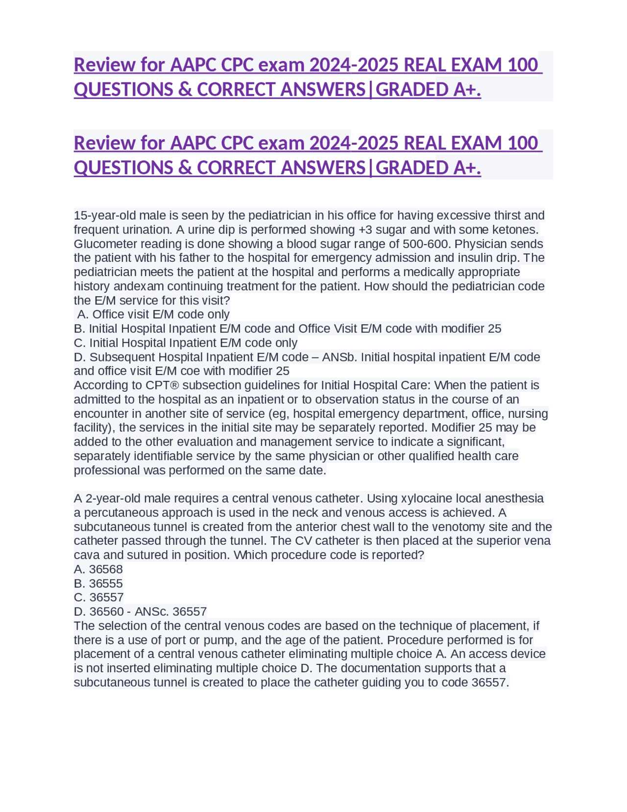 cpc exam 2025 questions and answers