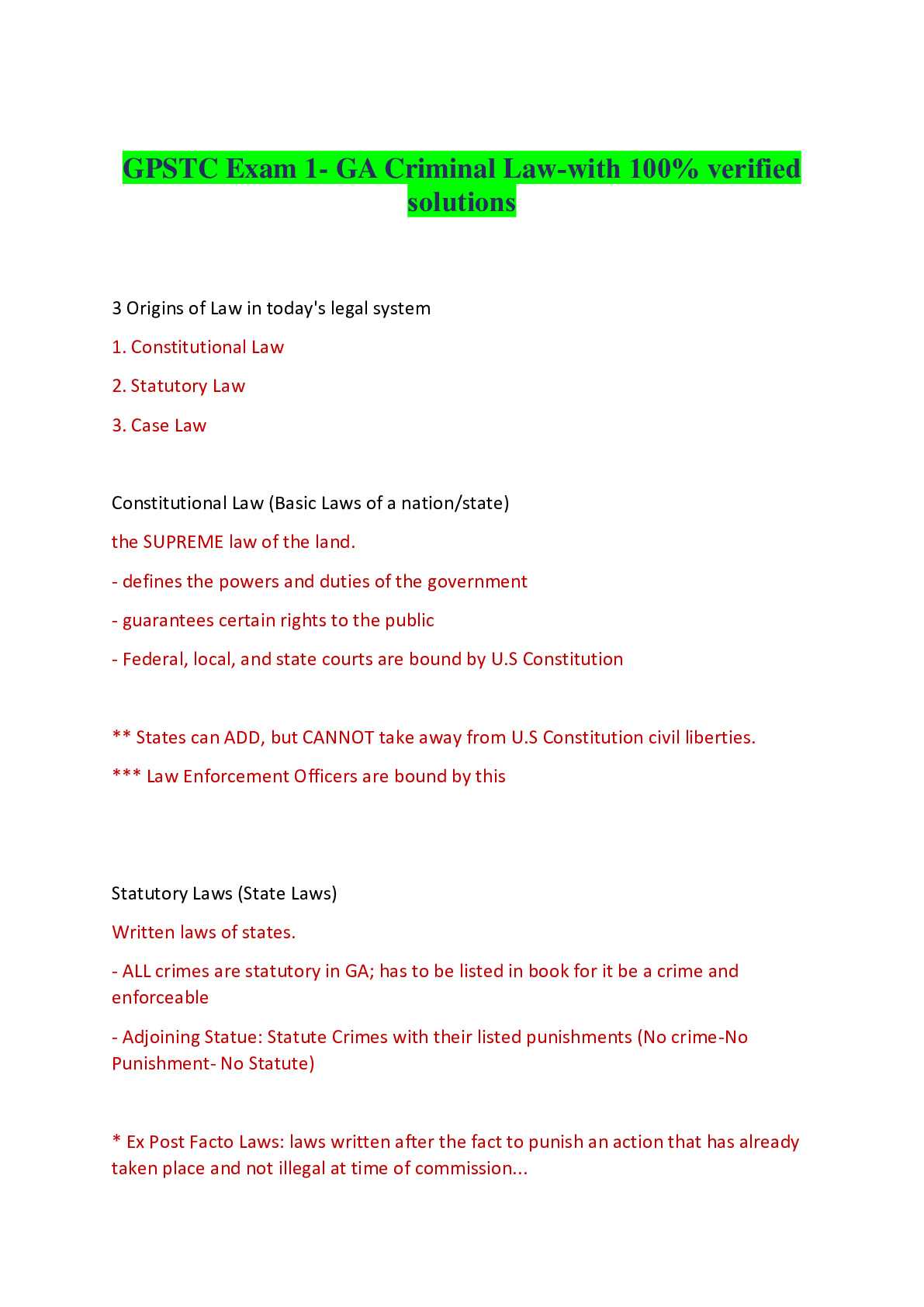 criminal law model answers for exams