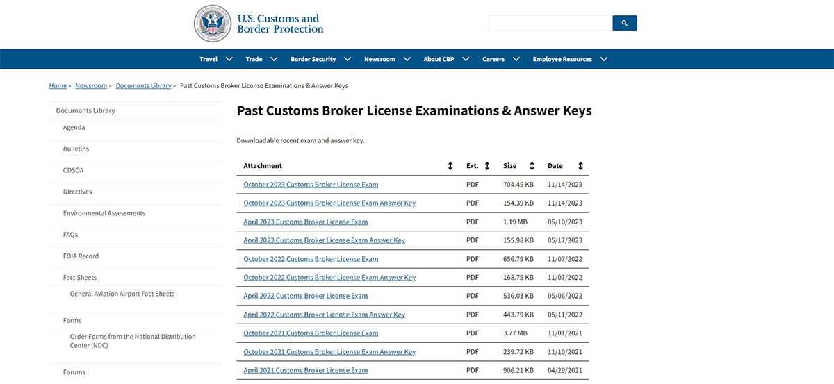 customs broker exam april 2016 answers