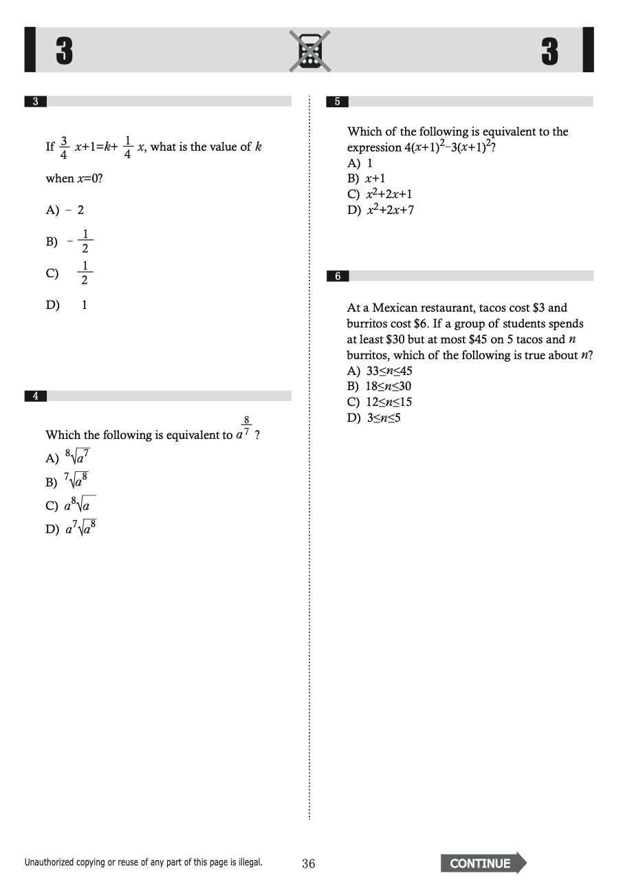 sat test 6 answers