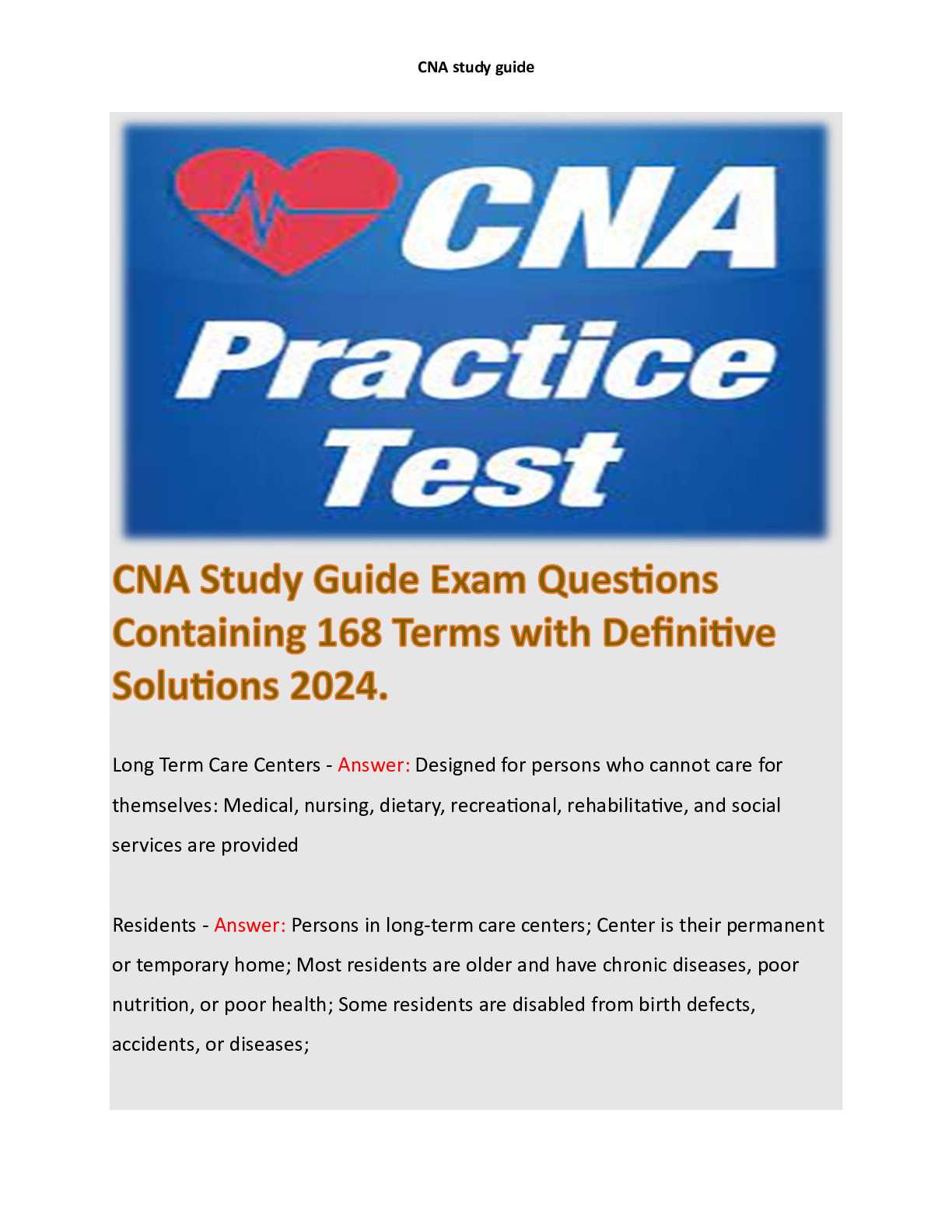 cna chapter 4 exam answers