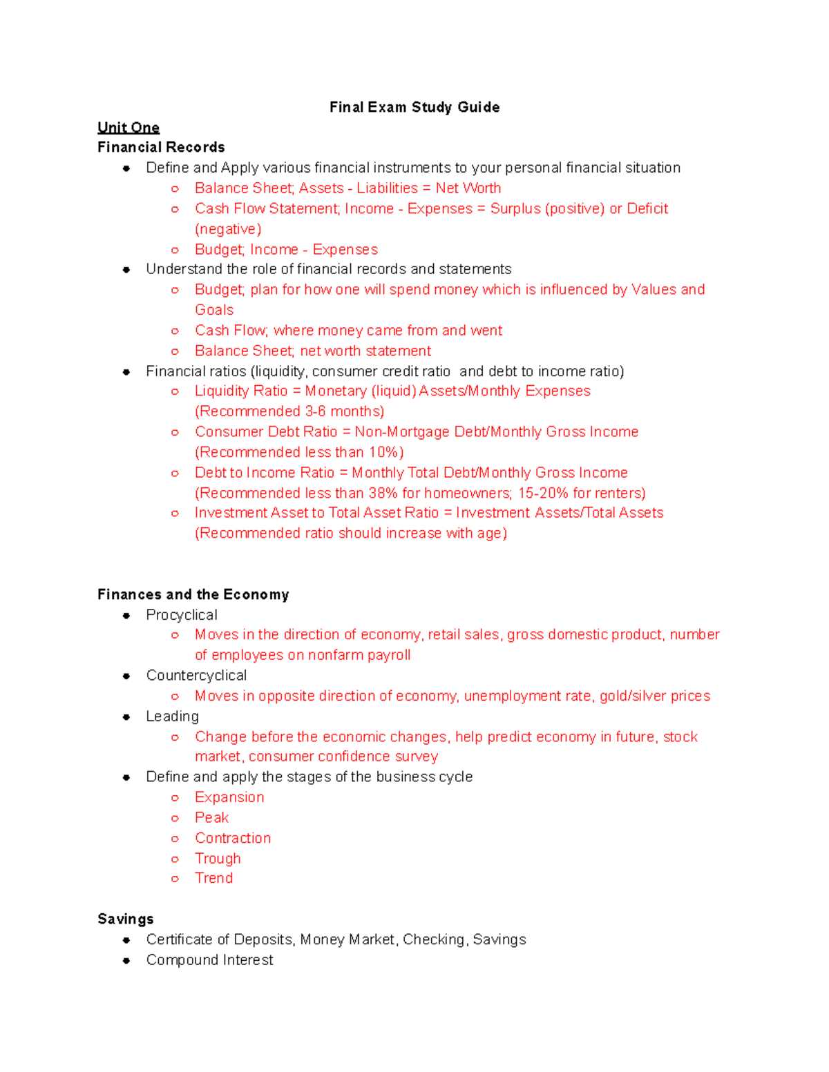 economics and personal finance final exam answers