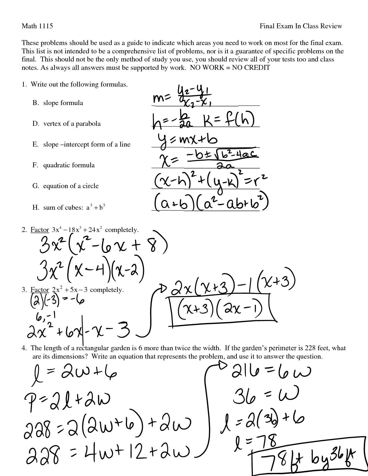 math 3 final exam review answers