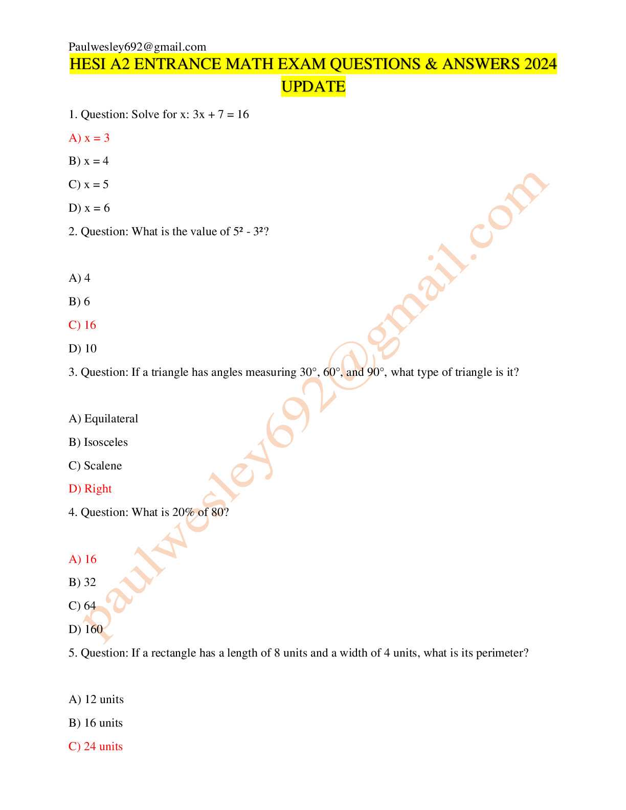 hesi exam answers