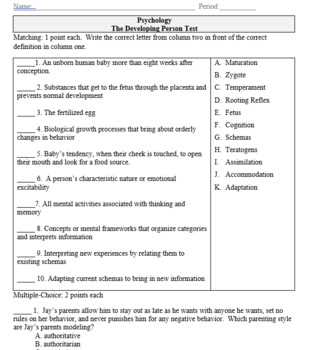 developmental psychology exam 1 answers