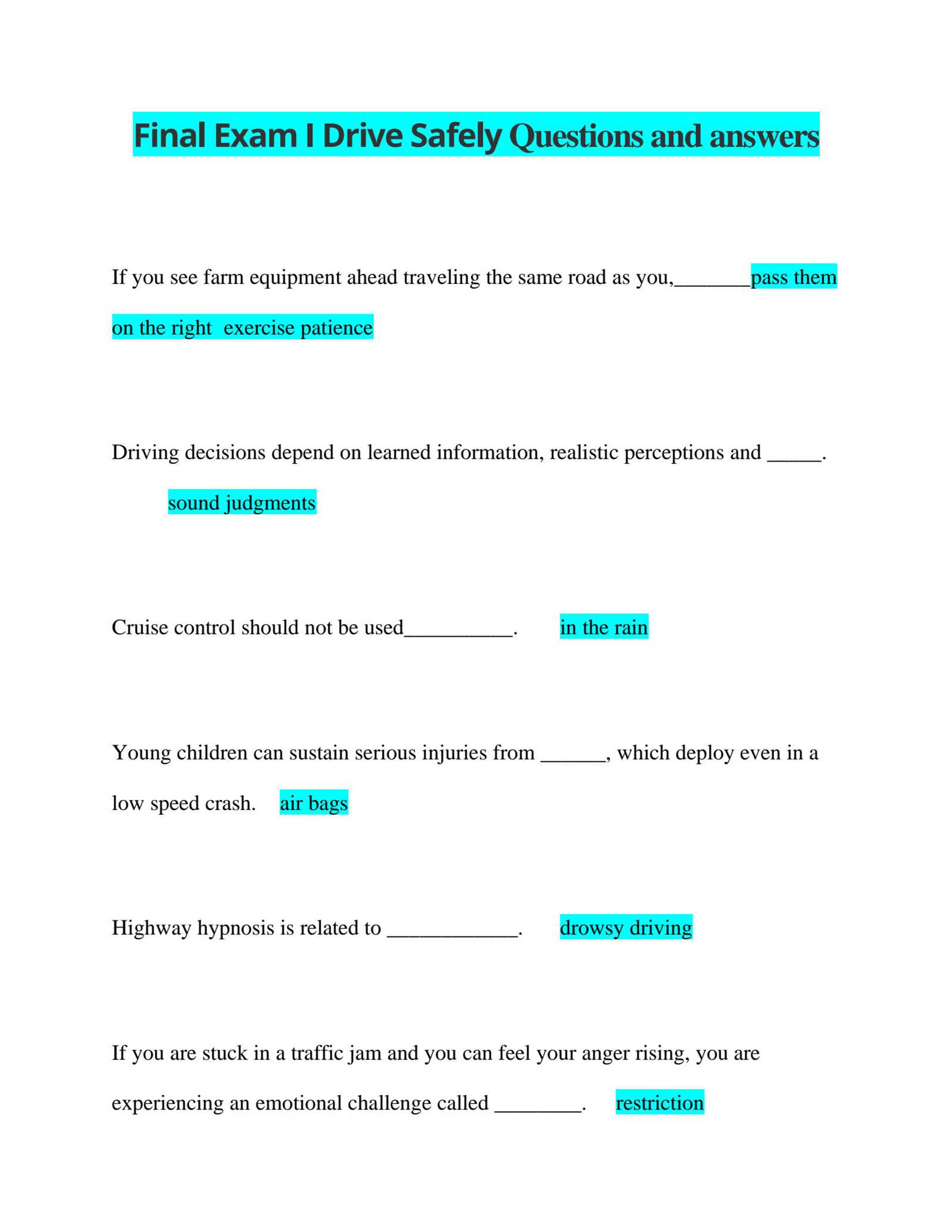 idrivesafely final exam answers texas