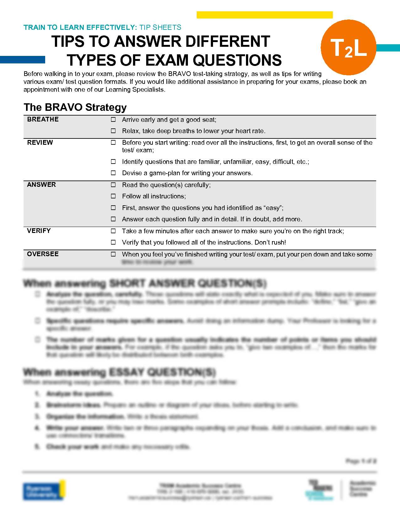 tips for answering exam questions