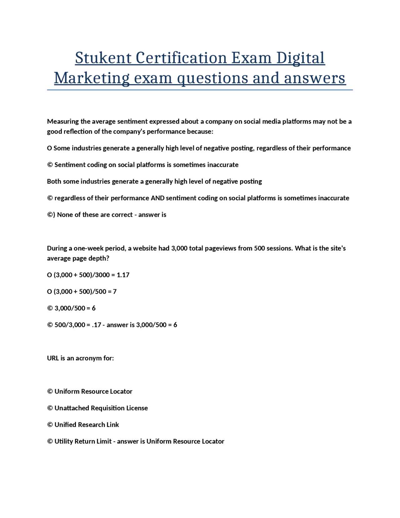 digital marketer certification exam answers