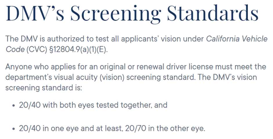 dmv eye exam answers