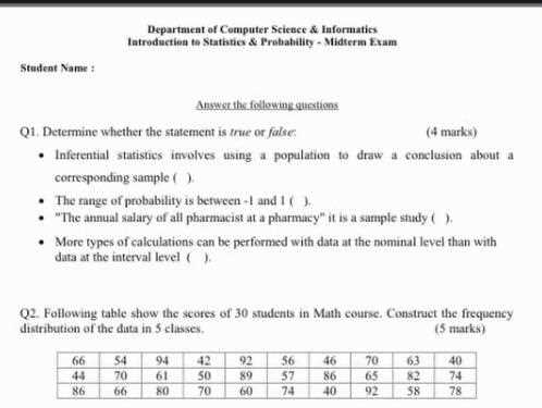 introduction to data science final exam answers