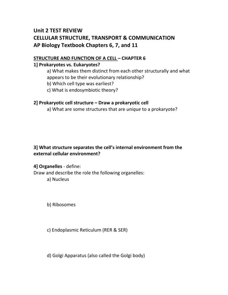 biology unit 2 exam answers