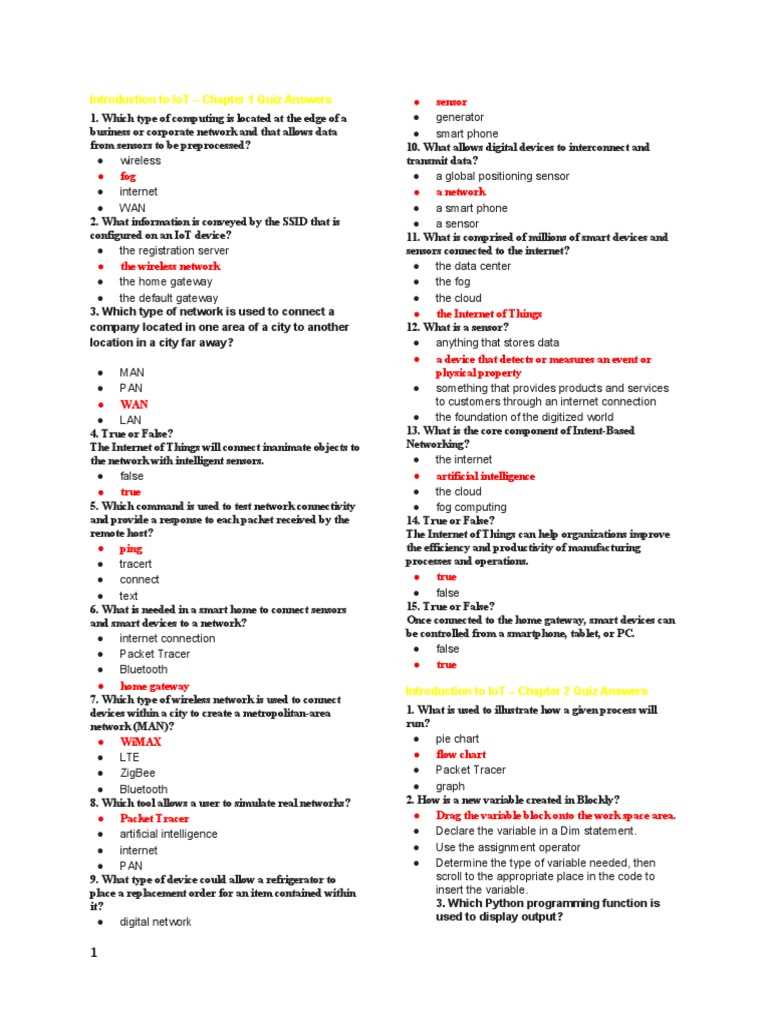 introduction to iot final exam answers