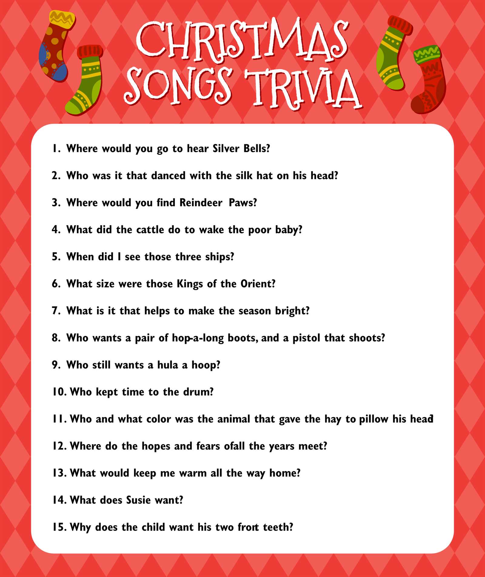 christmas trivia and answers printable