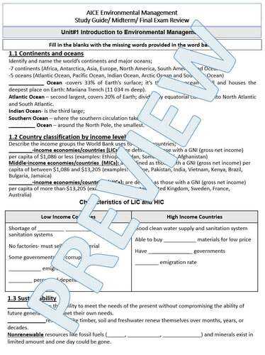 earth and environmental science final exam study guide answers