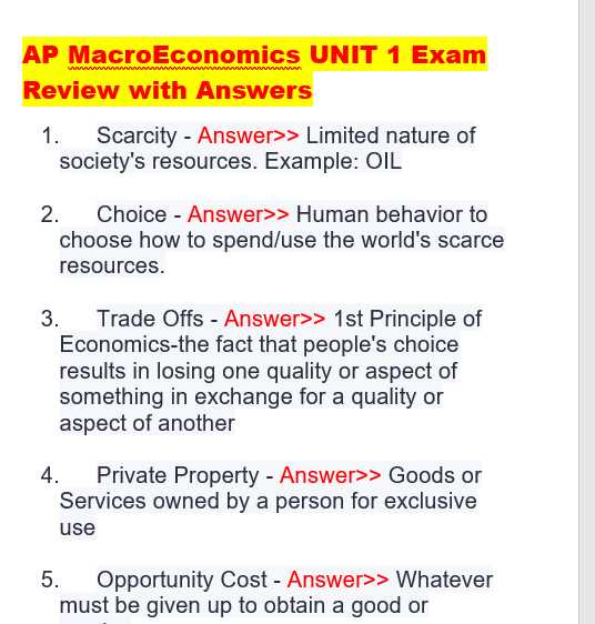 econ exam answers
