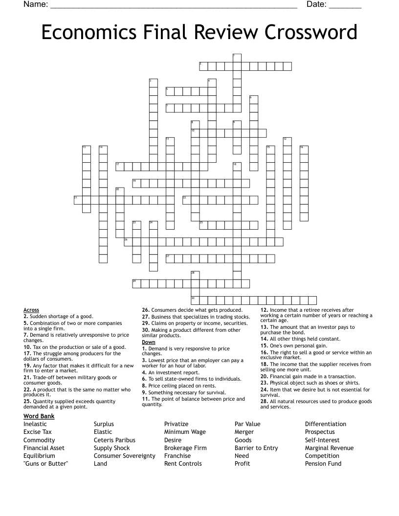 economics final exam review answer key