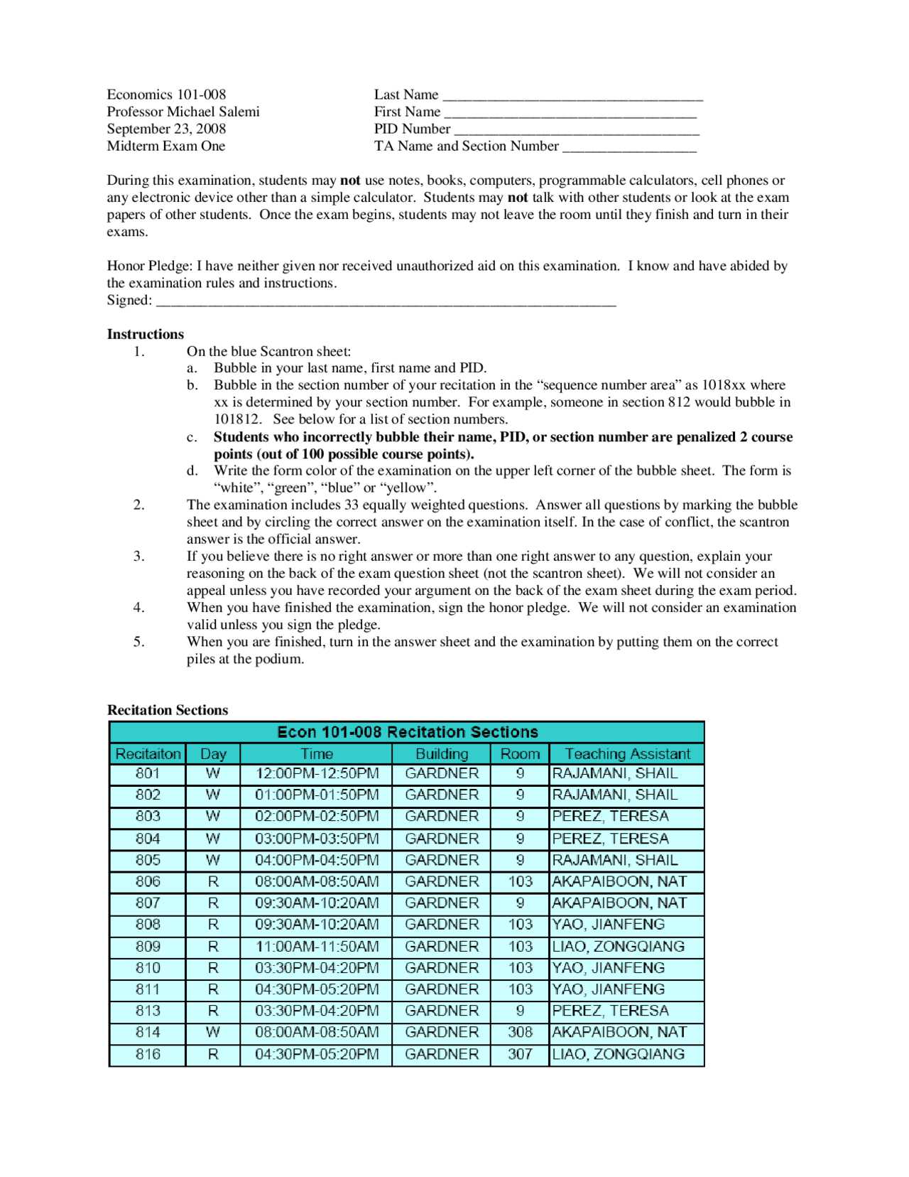 economics midterm exam answers