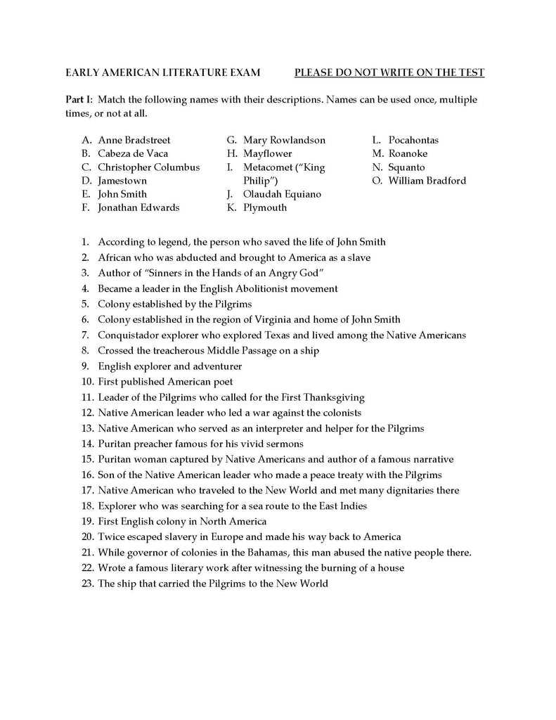 american school world literature exam 1 answers