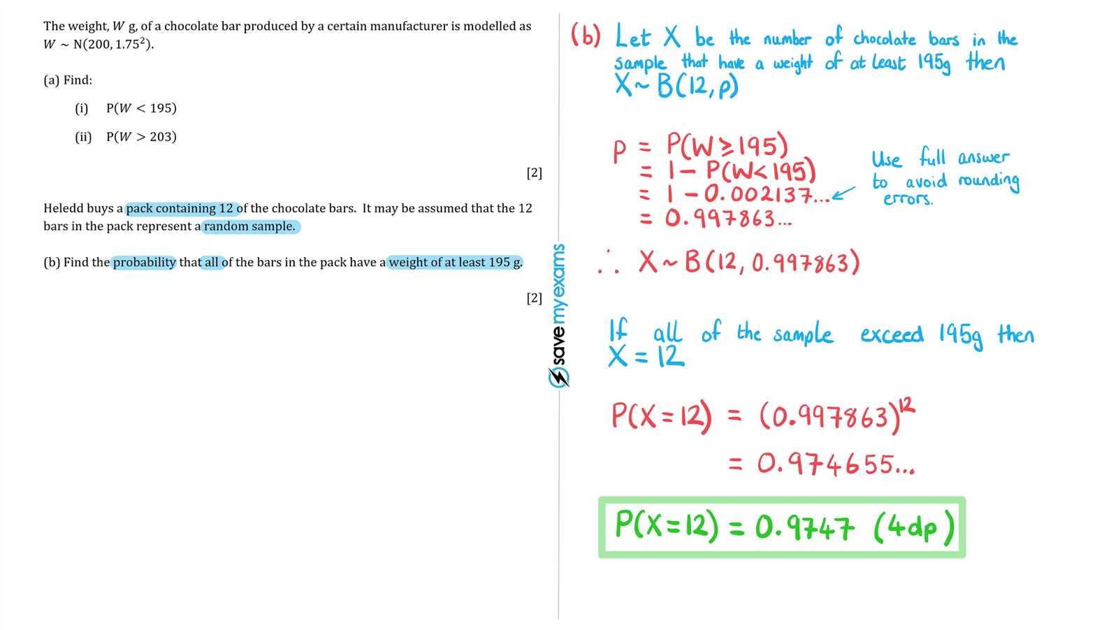 normal distribution exam questions and answers