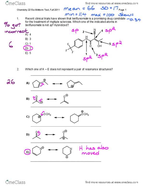 chemistry midterm exam answers