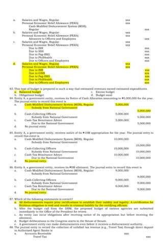 government accounting exam past papers and answers