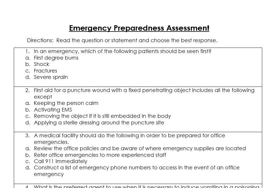 emergency first response instructor course final exam answers