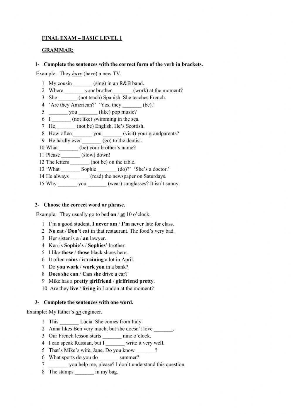 english 101 final exam answers