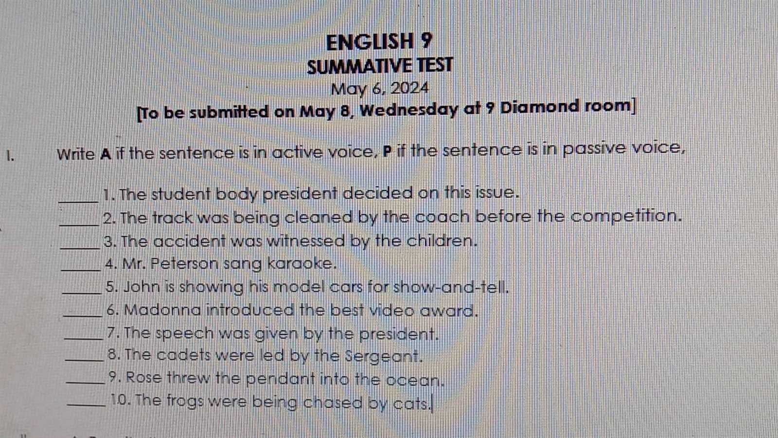 english 9 final exam answers